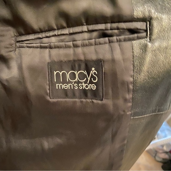 ALFANI Men Black Positano Macy’s Soft Leather Blazer Jacket Size L44 - Picture 7 of 10